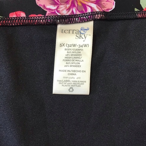 Terra & Sky Womens Plus Size Black Floral Swimsuit Bikini Bottom Size 5X - Picture 7 of 7